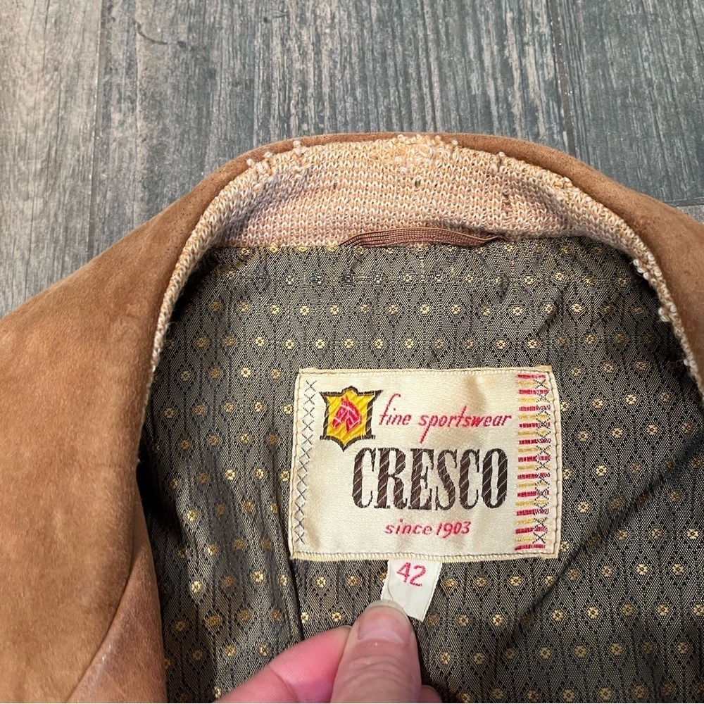 Cresco Suede Leather Bomber Jacket Vintage 60’s 70’s Retro - Picture 12 of 13